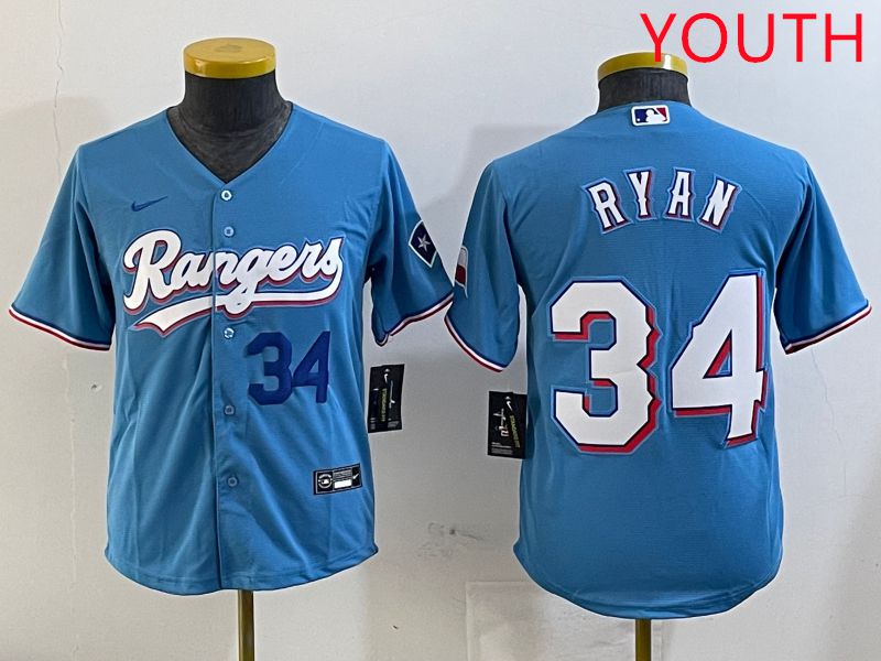 Youth Texas Rangers #34 Ryan Light Blue Game 2025 Nike MLB Jersey style 2->youth mlb jersey->Youth Jersey